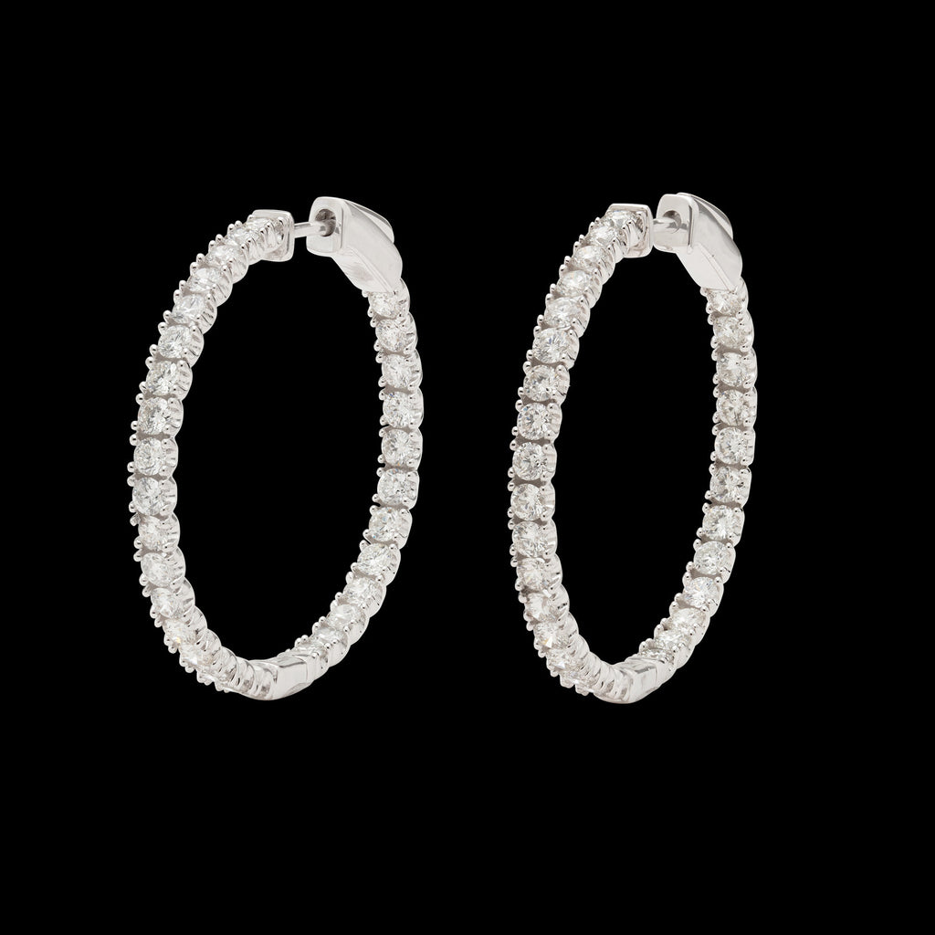 White Gold Inside/Out Diamond Hoop Earrings