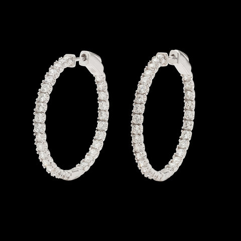 White Gold Inside/Out Diamond Hoop Earrings