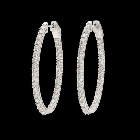 White Gold Oval Inside/Out Hoop Earrings