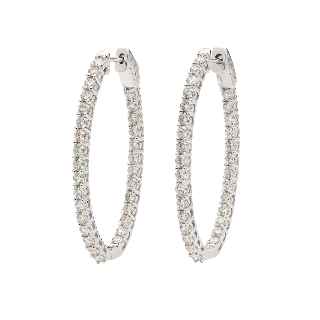 White Gold Oval Inside/Out Hoop Earrings