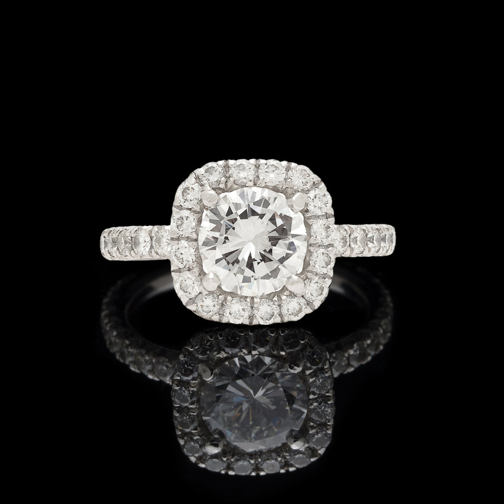GIA 1.20 carat Round Diamond Halo Engagement Ring