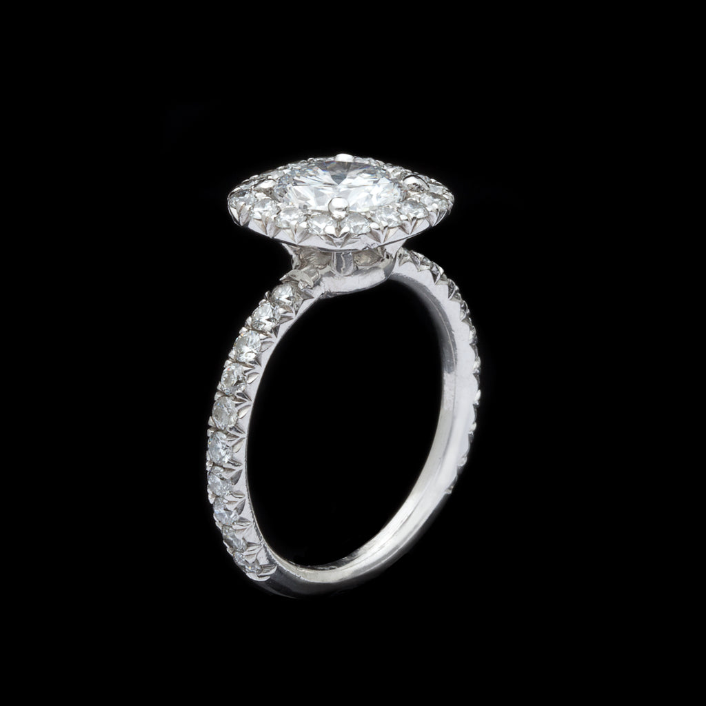 GIA 1.20 carat Round Diamond Halo Engagement Ring