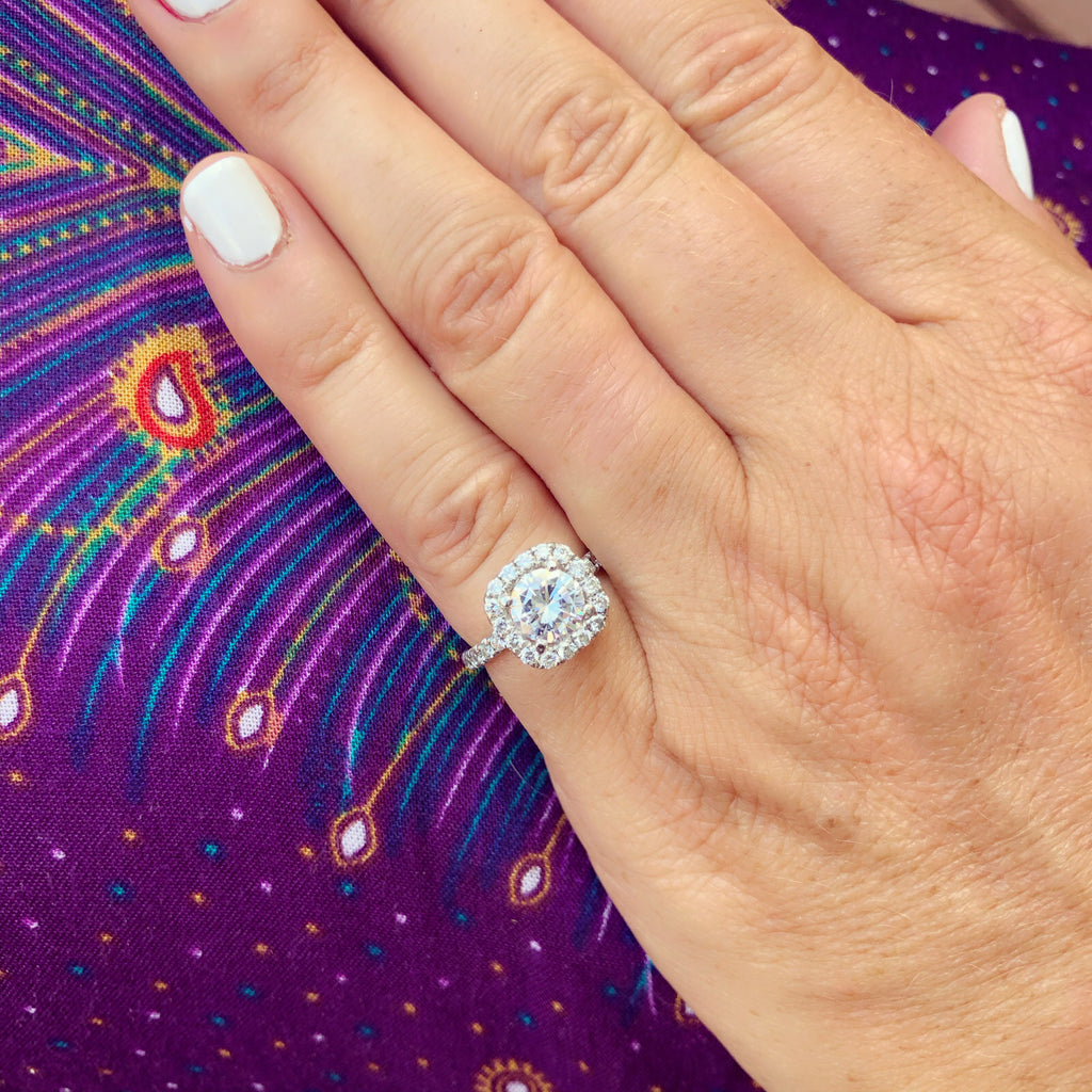 GIA 1.20 carat Round Diamond Halo Engagement Ring