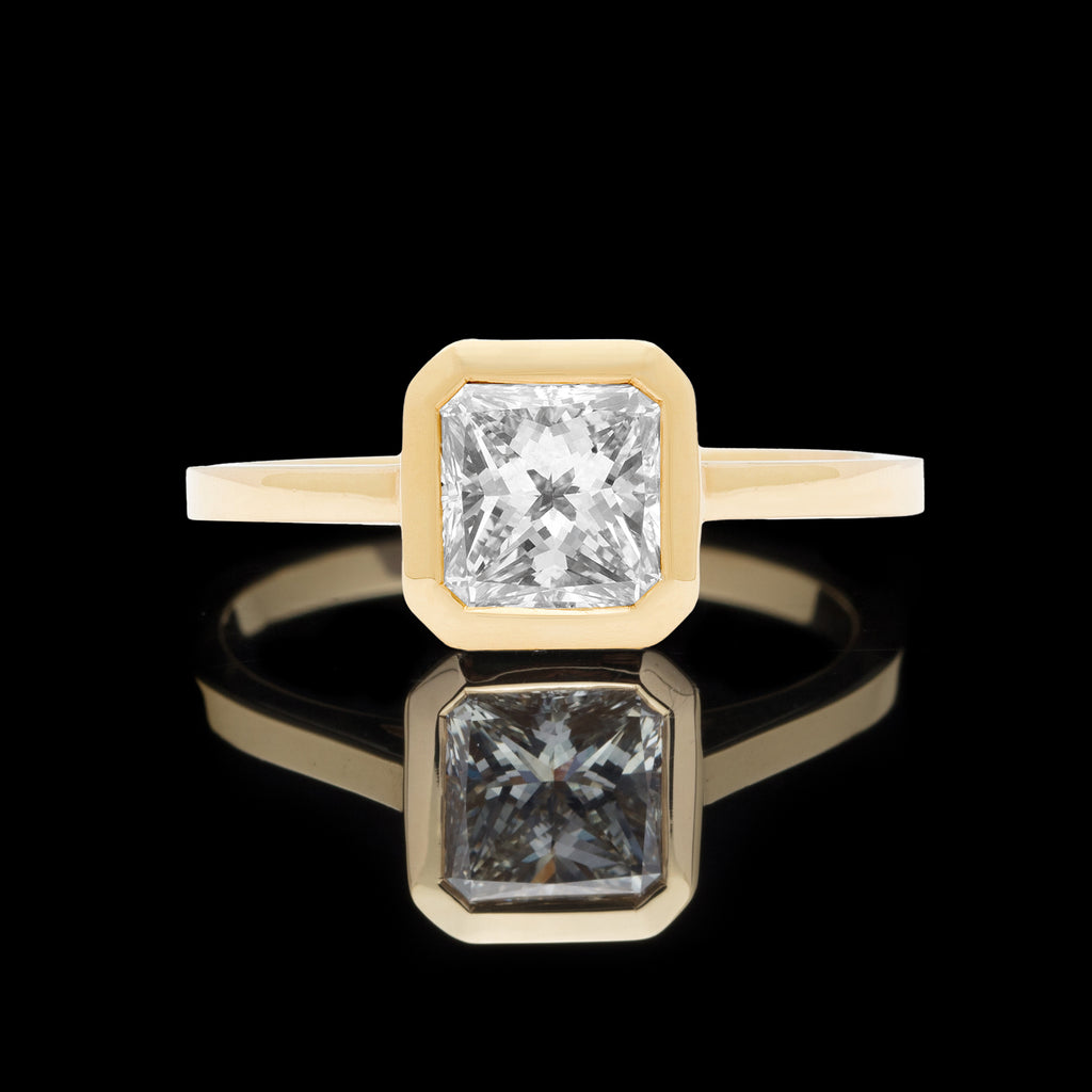 1.02 carat Radiant Cut Diamond in Custom 18k Yellow Gold Mounting