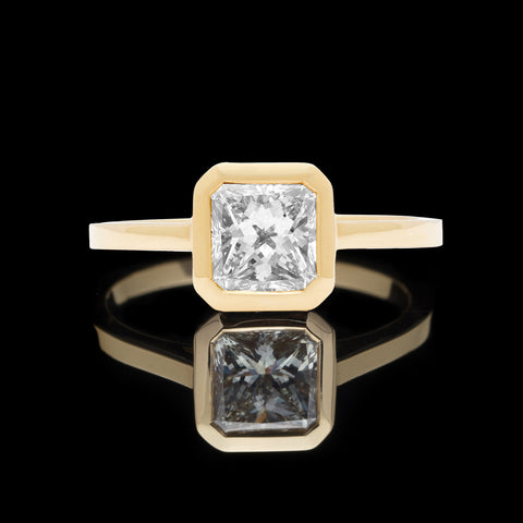 1.02 carat Radiant Cut Diamond in Custom 18k Yellow Gold Mounting