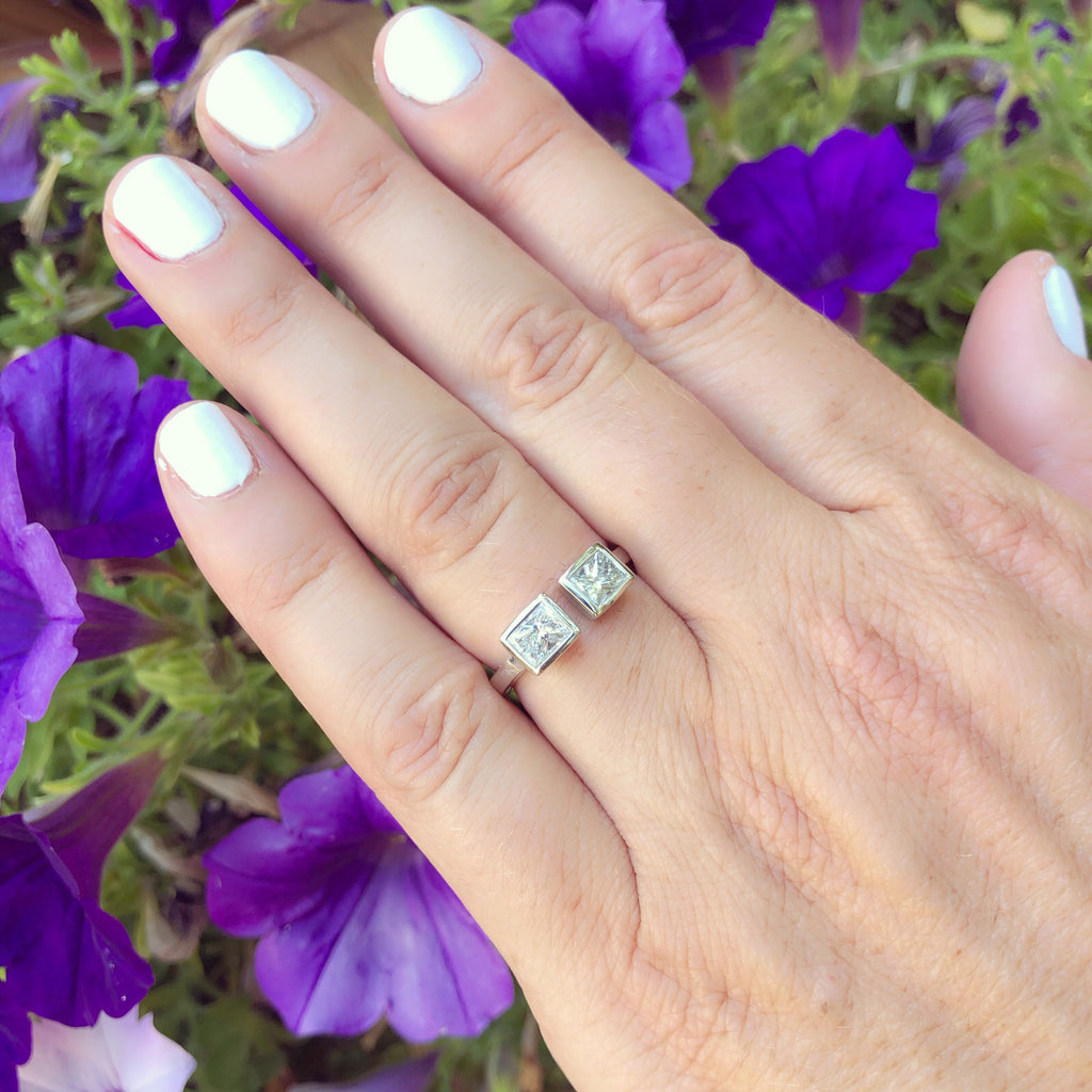 Custom 18kt White Gold Ring Featuring Repurposed Diamonds