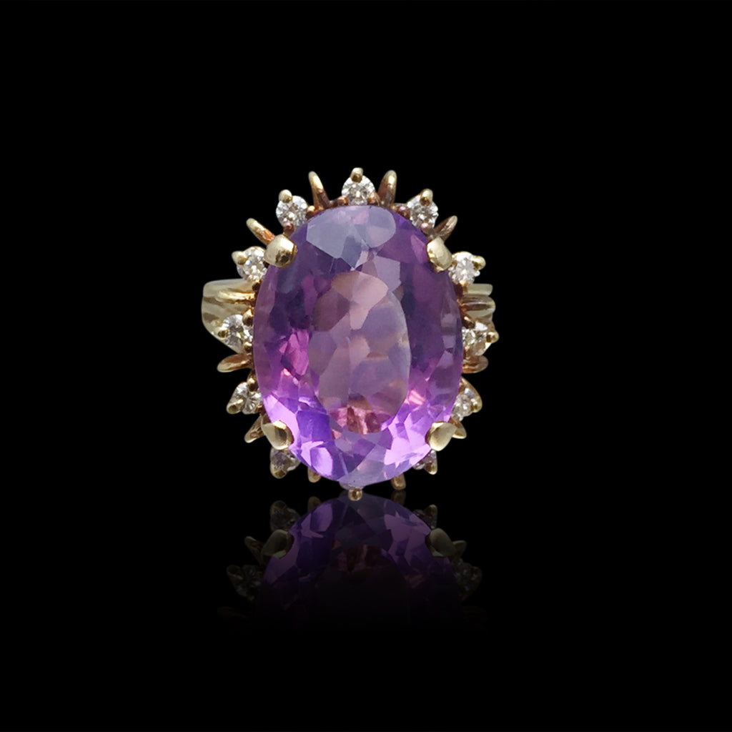 Amethyst & Diamond 14k Gold Ring
