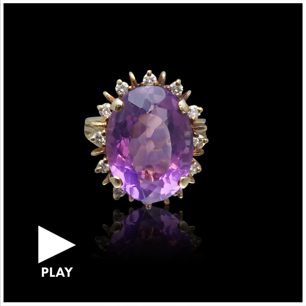 Amethyst & Diamond 14k Gold Ring