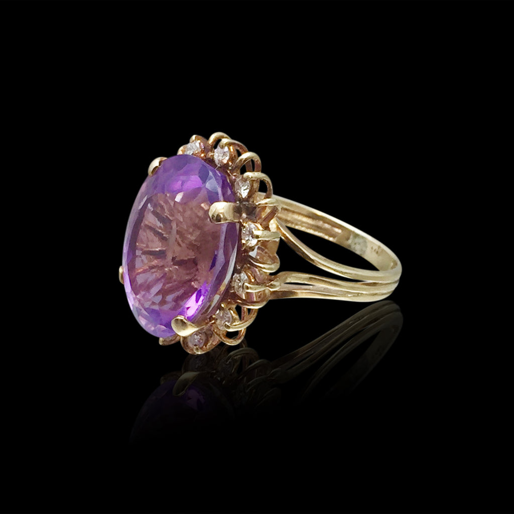Amethyst & Diamond 14k Gold Ring