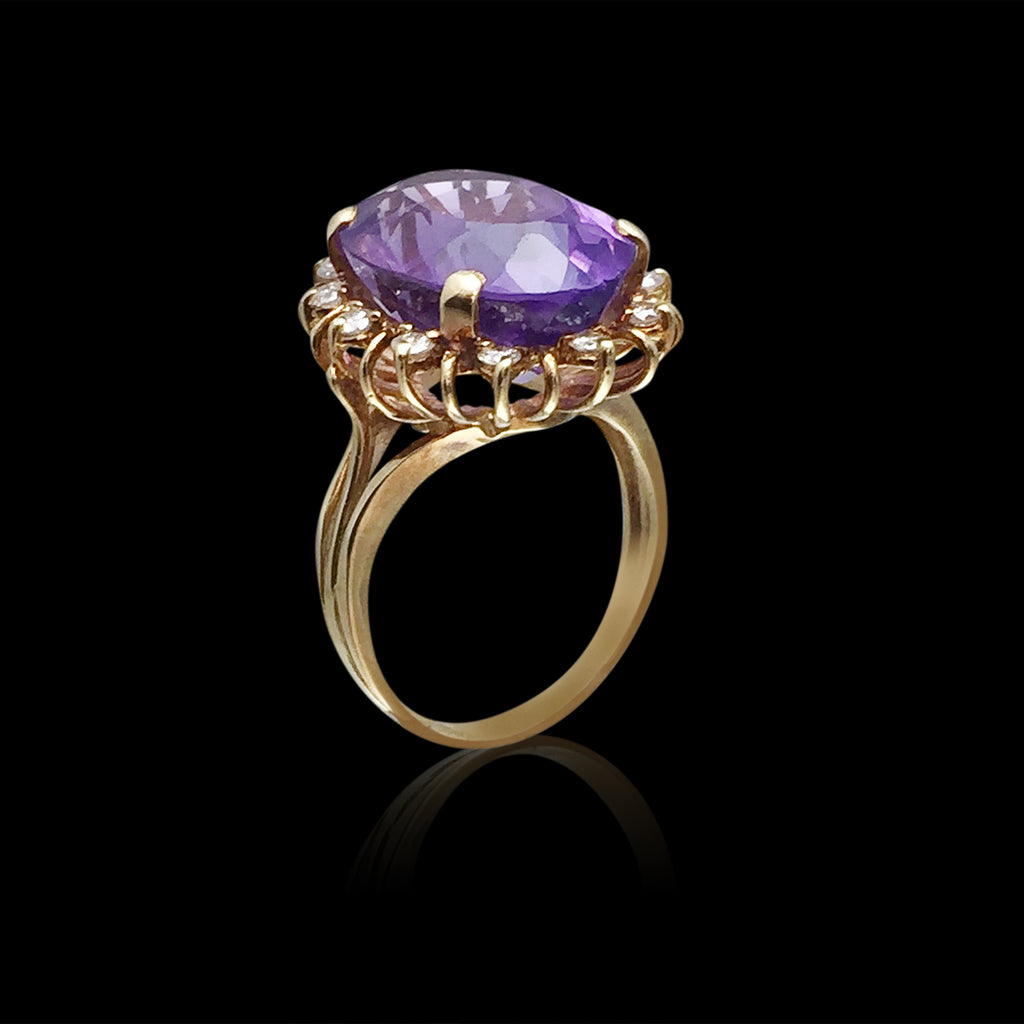 Amethyst & Diamond 14k Gold Ring