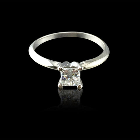 Solitaire Princess Cut Engagement Ring in White Gold