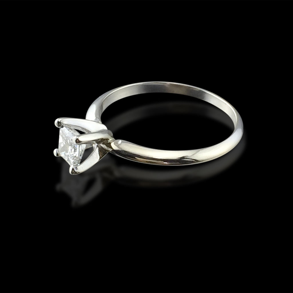 Solitaire Princess Cut Engagement Ring in White Gold