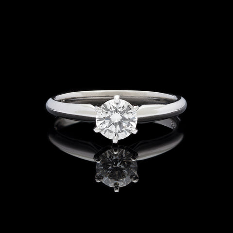 GIA 0.74ct G/SI1 Round Brilliant Cut Platinum Diamond Ring
