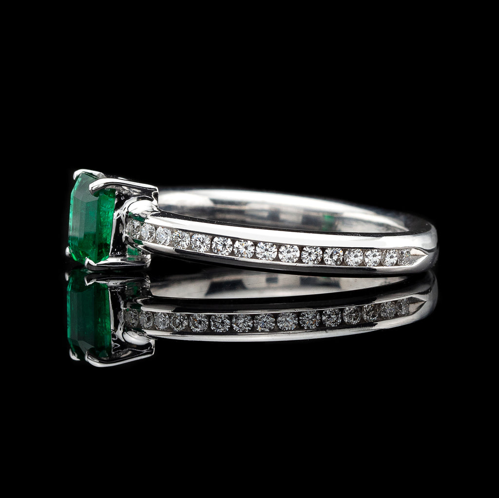 Emerald & Diamond White Gold Ring
