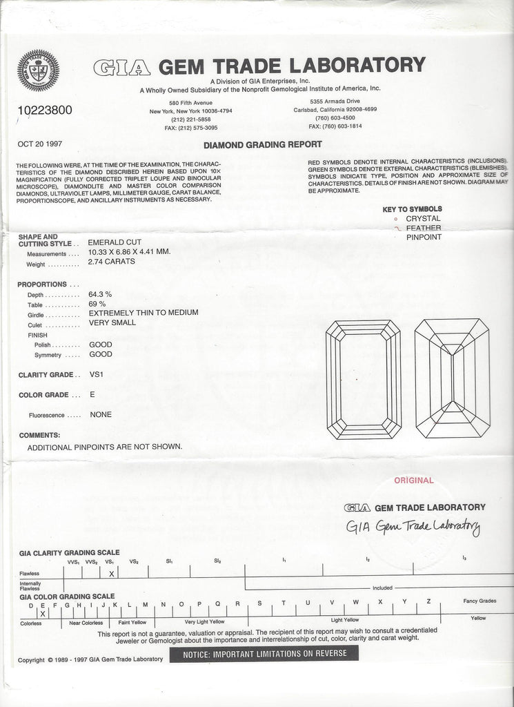 Incredible 2.74 carat GIA E/VS1 Emerald Cut Diamond Platinum Ring