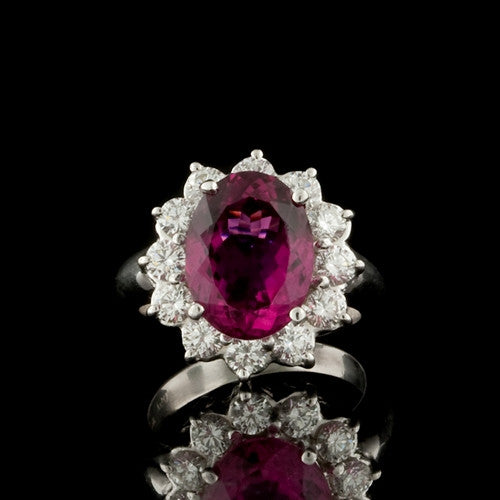 6.00ct Oval Pink Tourmaline, Diamond Ring