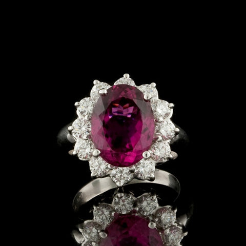 6.00ct Oval Pink Tourmaline, Diamond Ring