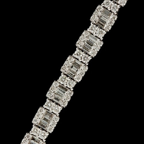 6.50ct tw Round Baguette Diamond Bracelet