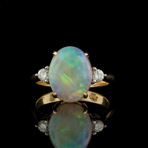 7.00ct tw Opal, Diamond Ring