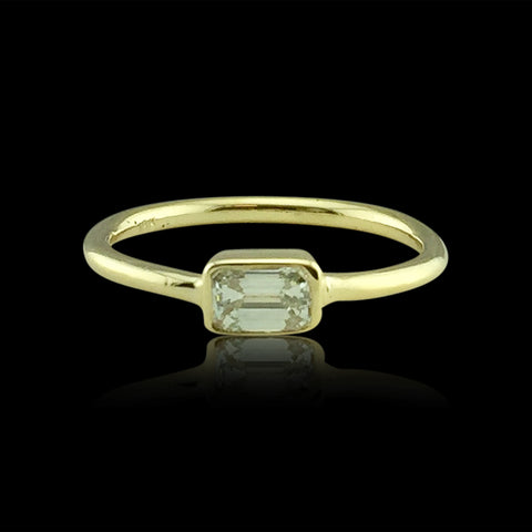 18kt Yellow Gold Ring Featuring Horizontal Set Emerald Cut