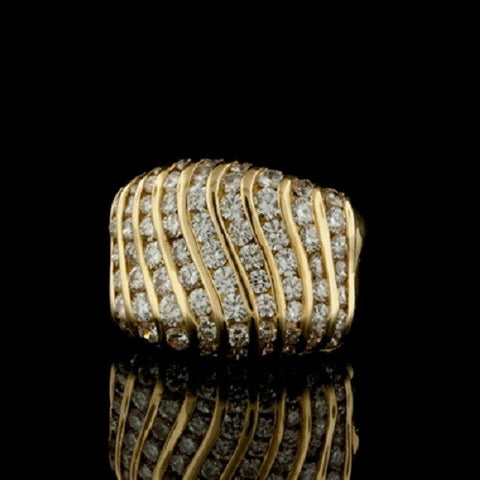 Abstract Rows of Diamonds Ring