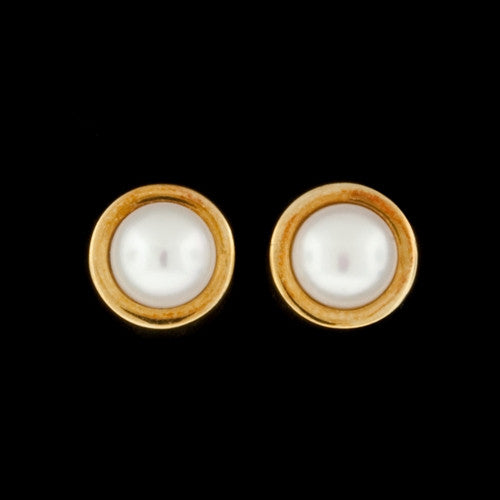 Bezel Set Pearl Stud Earrings2