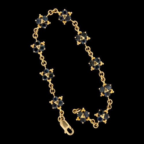 Blue Sapphire Trio Clusters Bracelet2