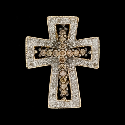 Brown & White Diamond Cross