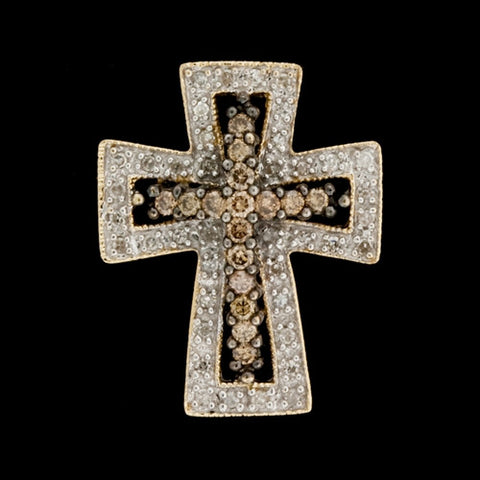 Brown & White Diamond Cross