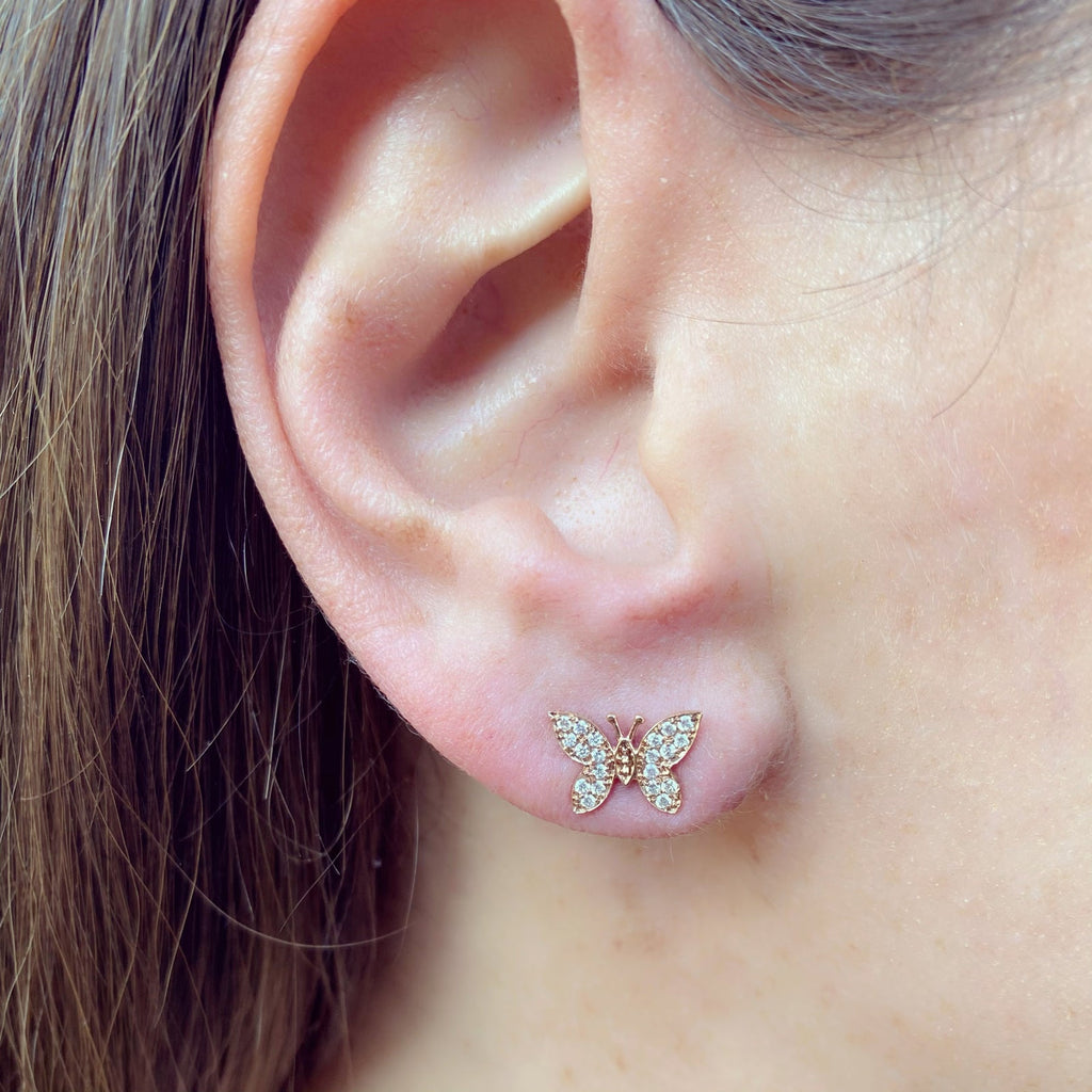 "Butterfly" Diamond & Yellow Gold Earrings