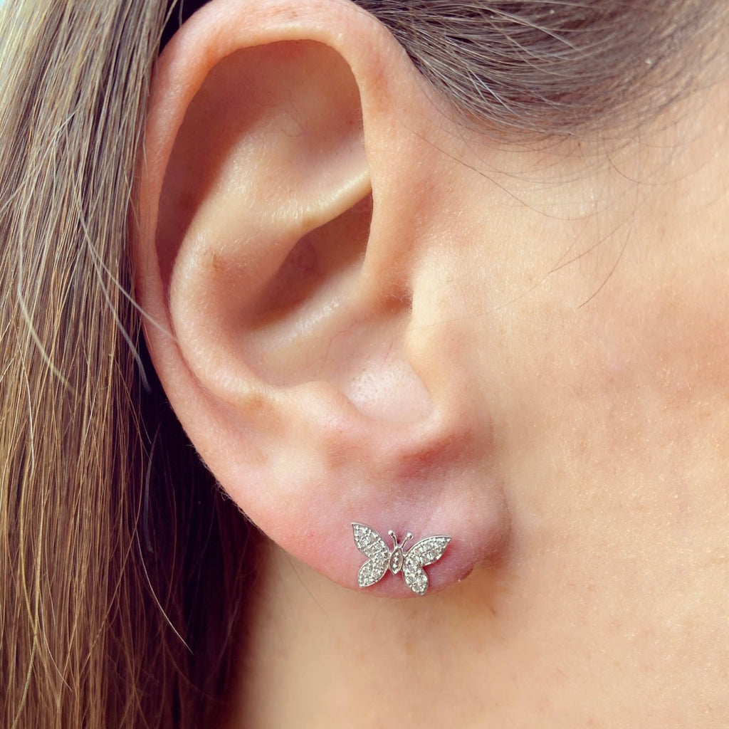 "Butterfly" Diamond & Yellow Gold Earrings