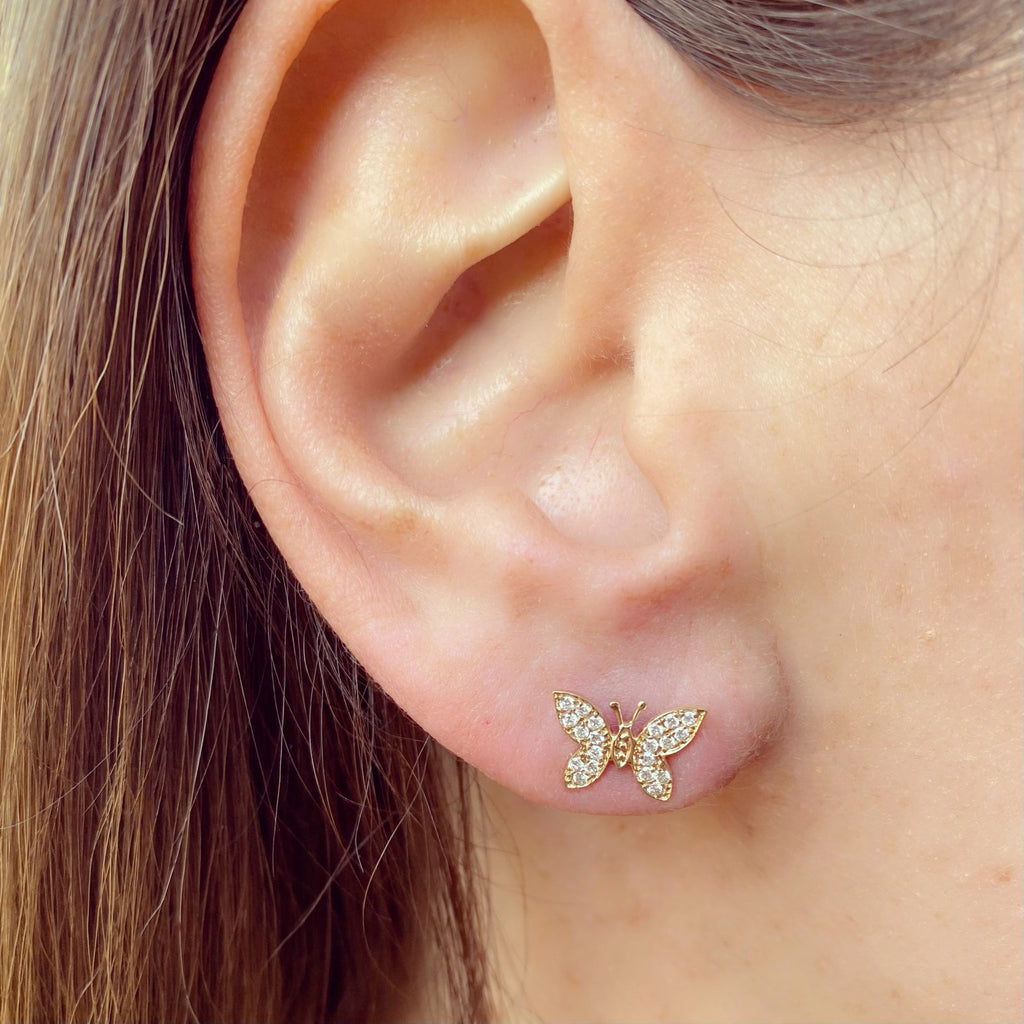 "Butterfly" Diamond & Yellow Gold Earrings
