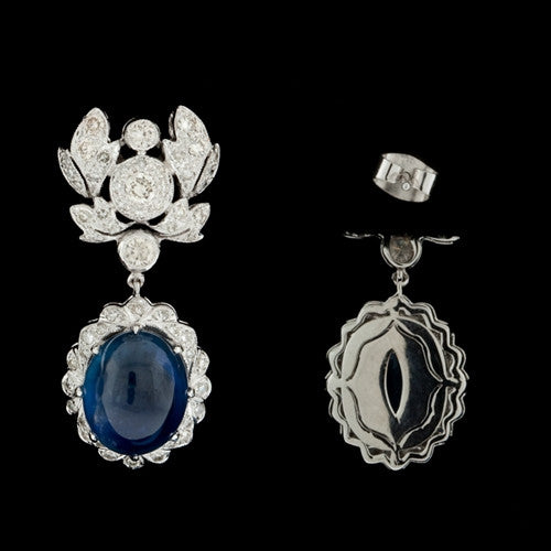 Cabochon Sapphire & Diamond Earrings1
