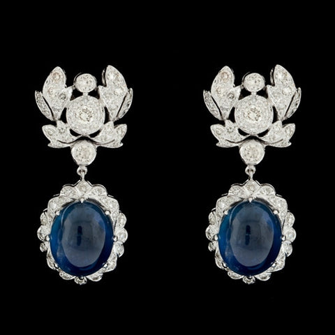 Cabochon Sapphire & Diamond Earrings