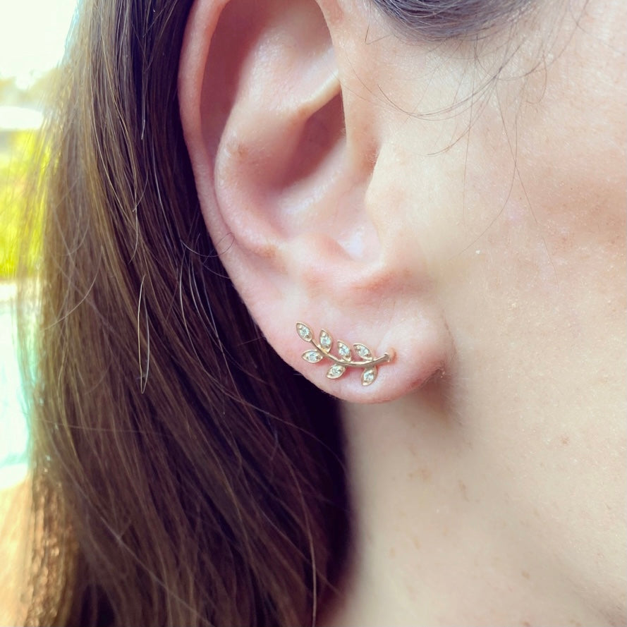 "Climbing Flower" Diamond & White Gold Earrings