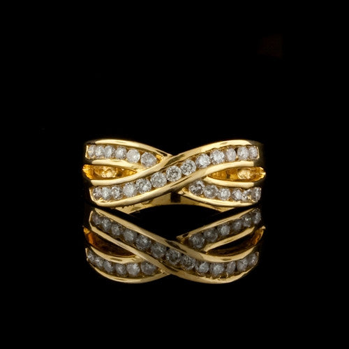 Crisscross Diamond 14KT Band Ring