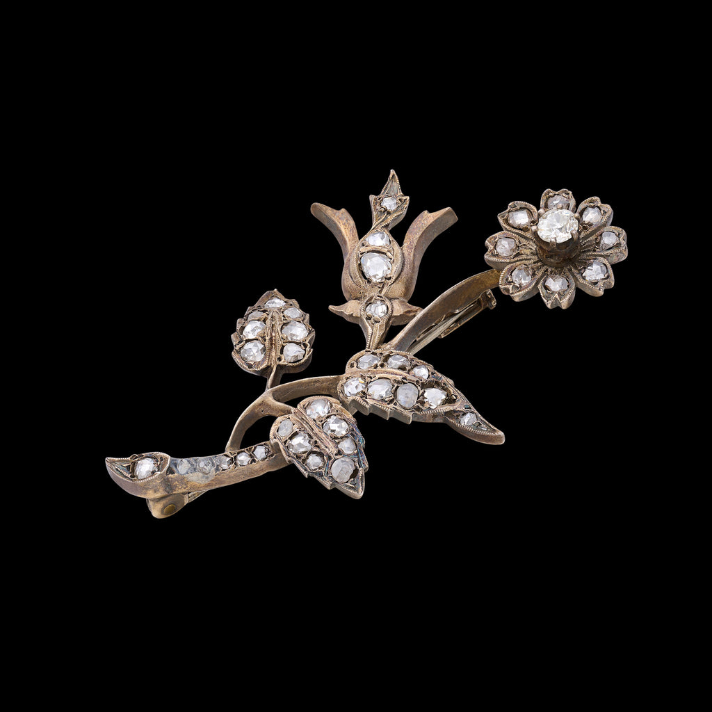 Antique Diamond Flower Brooch