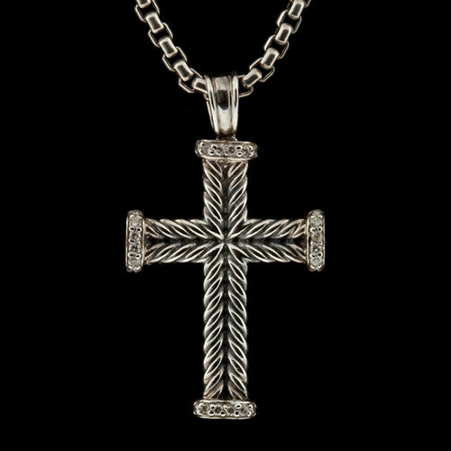 David Yurman Sterling & Diamond Cross1