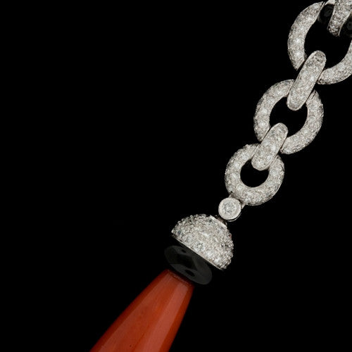 Deco Style Coral, Onyx, Diamond Dangles2