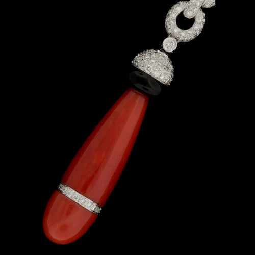 Deco Style Coral, Onyx, Diamond Dangles3