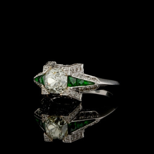 Deco Style Diamond, Tsavorite Ring1