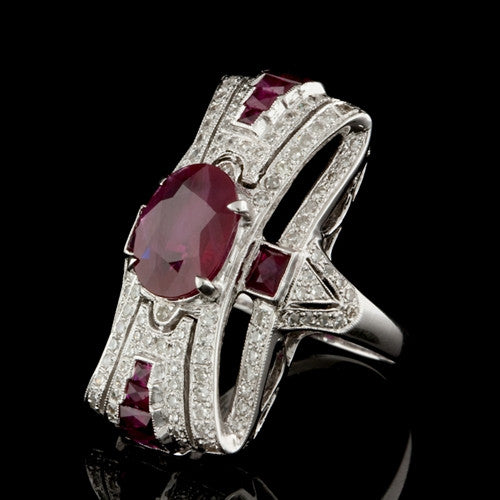 Deco Style Ruby, Diamond 18KT Ring1