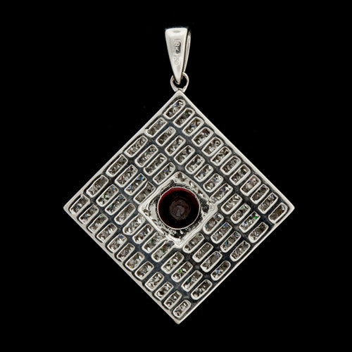 Diagonal Square Diamond, Ruby Pendant1