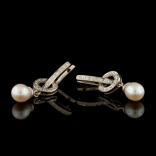 Diamond & Pearl Dangle Earrings1
