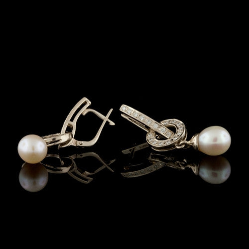 Diamond & Pearl Dangle Earrings2