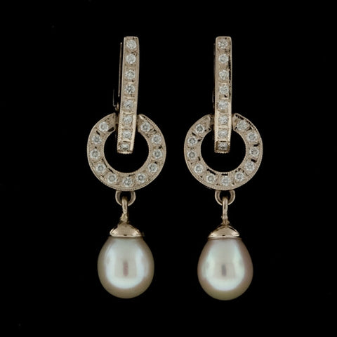 Diamond & Pearl Dangle Earrings