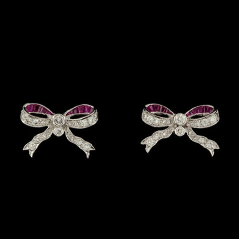 Diamond & Ruby Bow Earrings