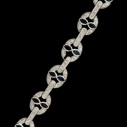 Diamond & Sapphire Oval Link Bracelet