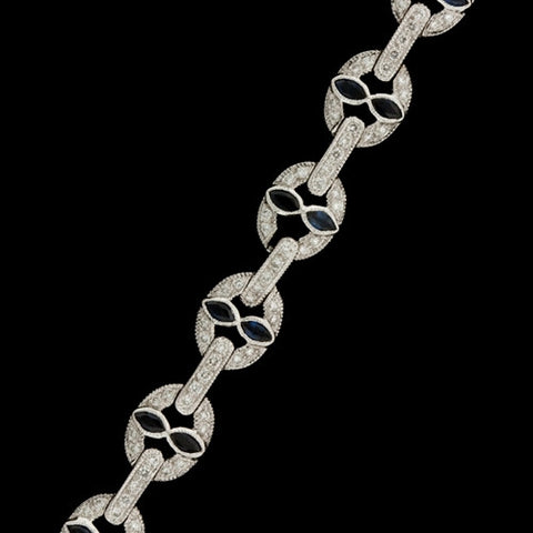 Diamond & Sapphire Oval Link Bracelet