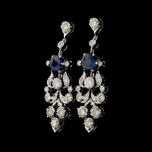 Diamond with Sapphire Dangle Earrings1